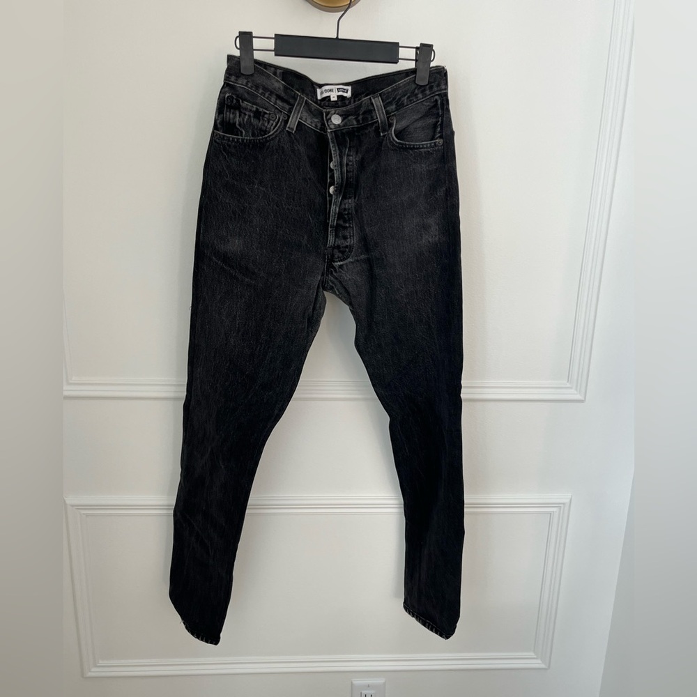 Re/Done x Levi’s Butt Rip Black Slim Button-Fly Jeans